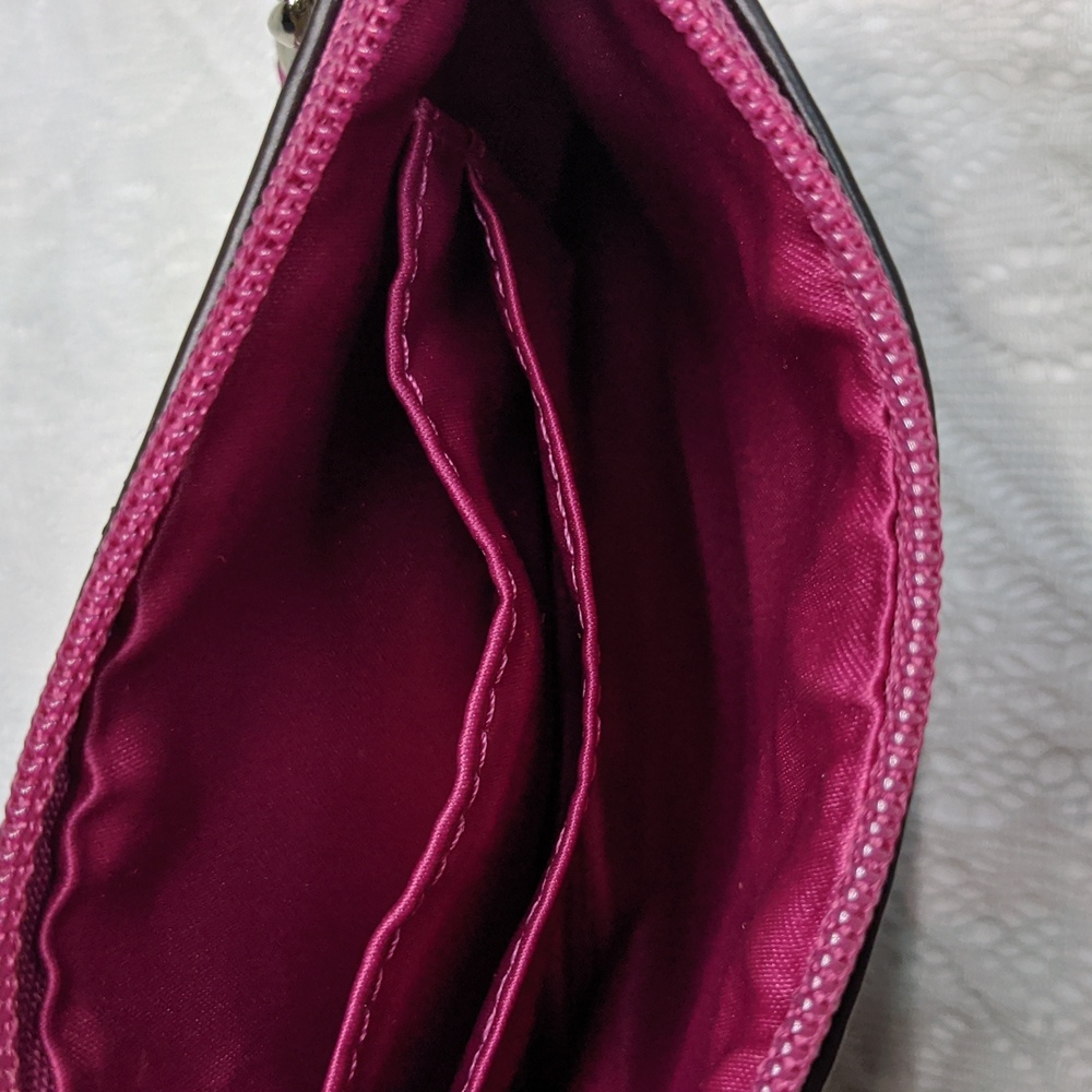 Coach Tan & Pink Coated Canvas Wristlet With Pink Hangtag, Signature Print Cs - Picture 7 of 12